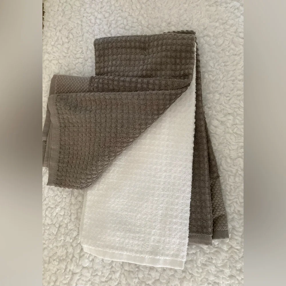 Mr. & Mrs. 2023 grey and white Deborah Connolly hand towels, set of 3